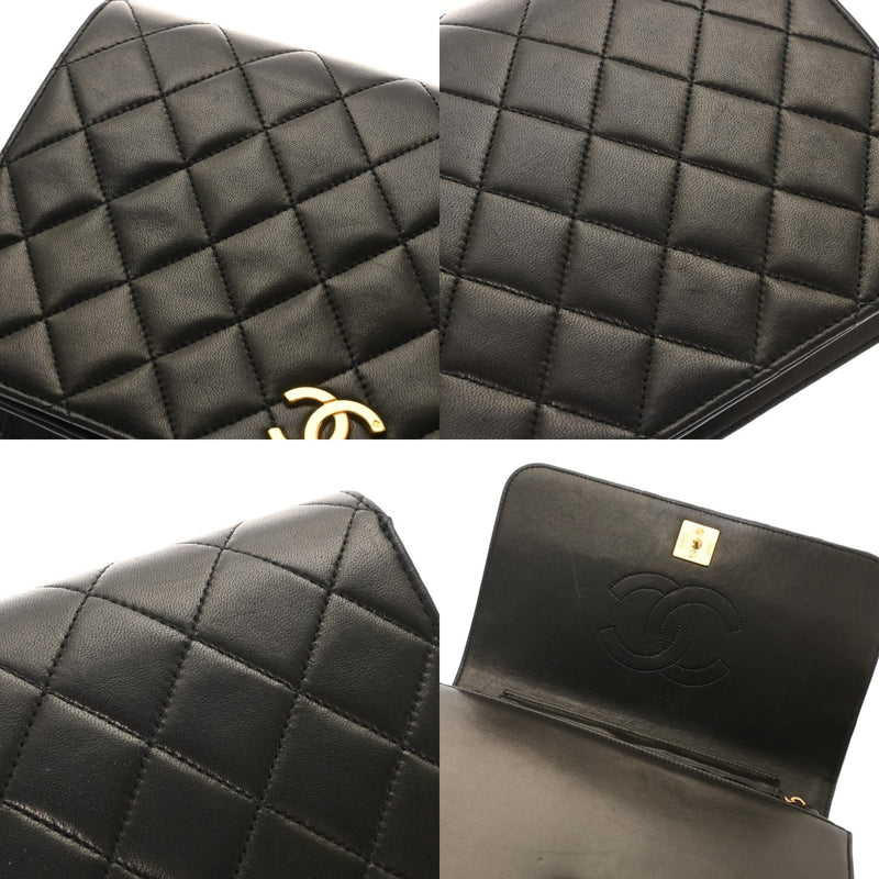 CHANEL シャネル マトラッセ プッシュロック  チェーンショルダー  23cm ブラック レディース ラムスキン ショルダーバッグ ABランク 中古 銀蔵
