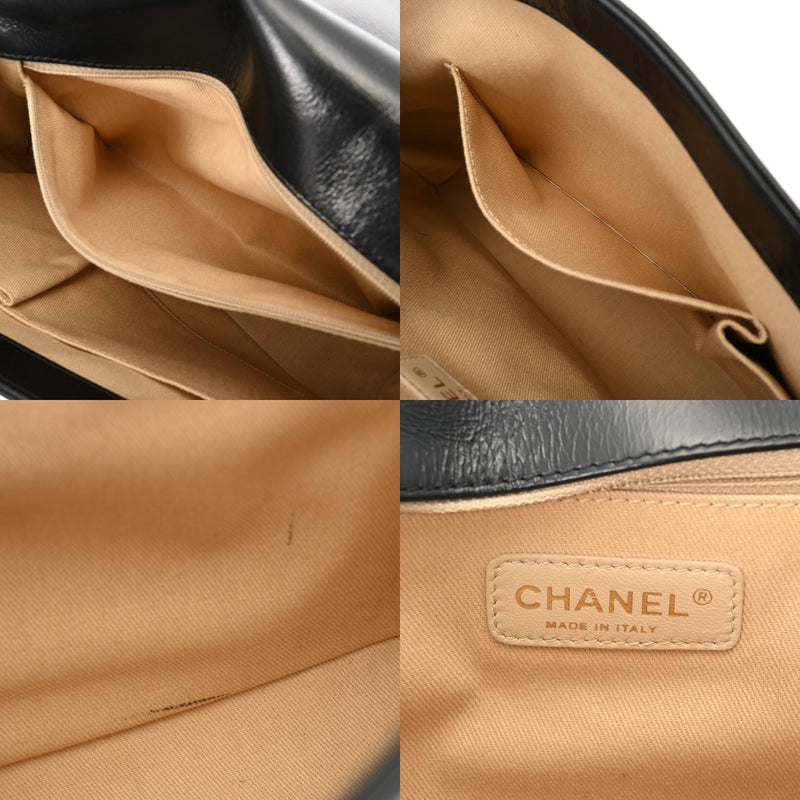 CHANEL シャネル ボーイシャネル チェーンショルダー ラージ ブラック レディース カーフ ショルダーバッグ Aランク 中古 銀蔵