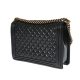 CHANEL シャネル ボーイシャネル チェーンショルダー ラージ ブラック レディース カーフ ショルダーバッグ Aランク 中古 銀蔵