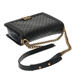 CHANEL シャネル ボーイシャネル チェーンショルダー ラージ ブラック レディース カーフ ショルダーバッグ Aランク 中古 銀蔵