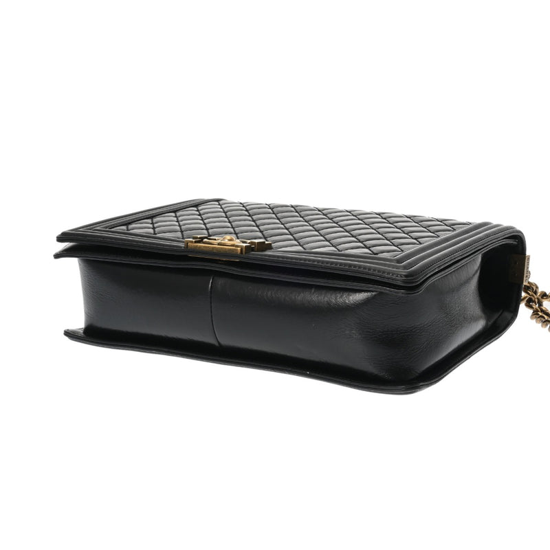CHANEL シャネル ボーイシャネル チェーンショルダー ラージ ブラック レディース カーフ ショルダーバッグ Aランク 中古 銀蔵