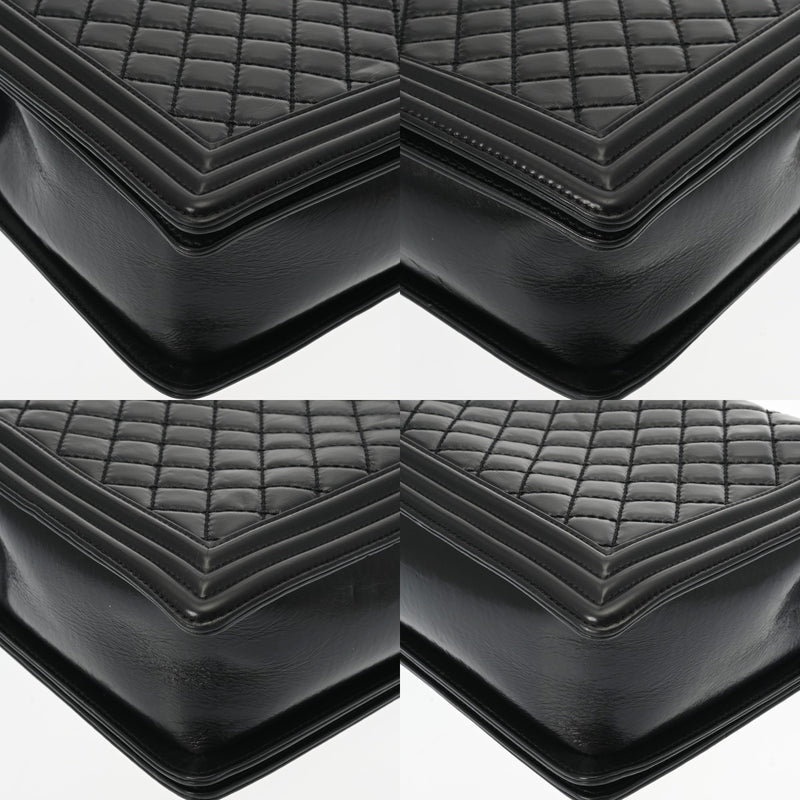 CHANEL シャネル ボーイシャネル チェーンショルダー ラージ ブラック レディース カーフ ショルダーバッグ Aランク 中古 銀蔵