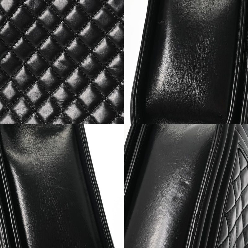 CHANEL シャネル ボーイシャネル チェーンショルダー ラージ ブラック レディース カーフ ショルダーバッグ Aランク 中古 銀蔵