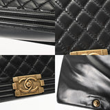 CHANEL シャネル ボーイシャネル チェーンショルダー ラージ ブラック レディース カーフ ショルダーバッグ Aランク 中古 銀蔵