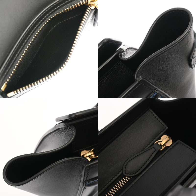 CELINE セリーヌ ラゲージ マイクロショッパー カラーステッチ ブラック 189793 レディース スムースカーフ ハンドバッグ ABランク 中古 銀蔵