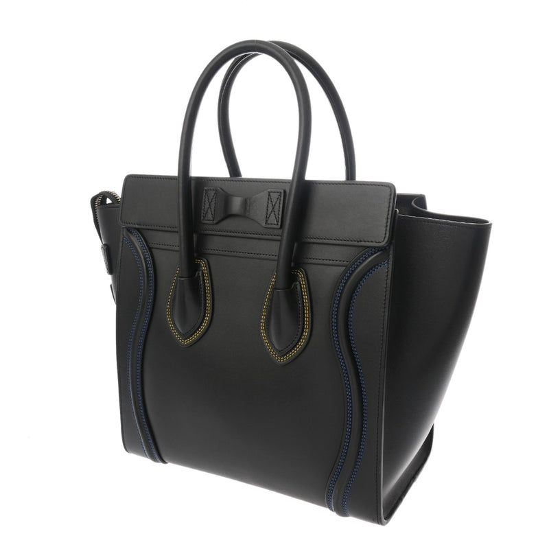 CELINE セリーヌ ラゲージ マイクロショッパー カラーステッチ ブラック 189793 レディース スムースカーフ ハンドバッグ ABランク 中古 銀蔵