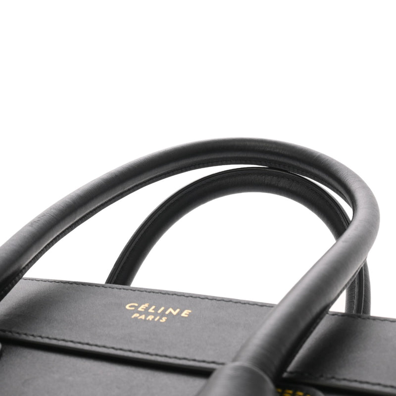 CELINE セリーヌ ラゲージ マイクロショッパー カラーステッチ ブラック 189793 レディース スムースカーフ ハンドバッグ ABランク 中古 銀蔵