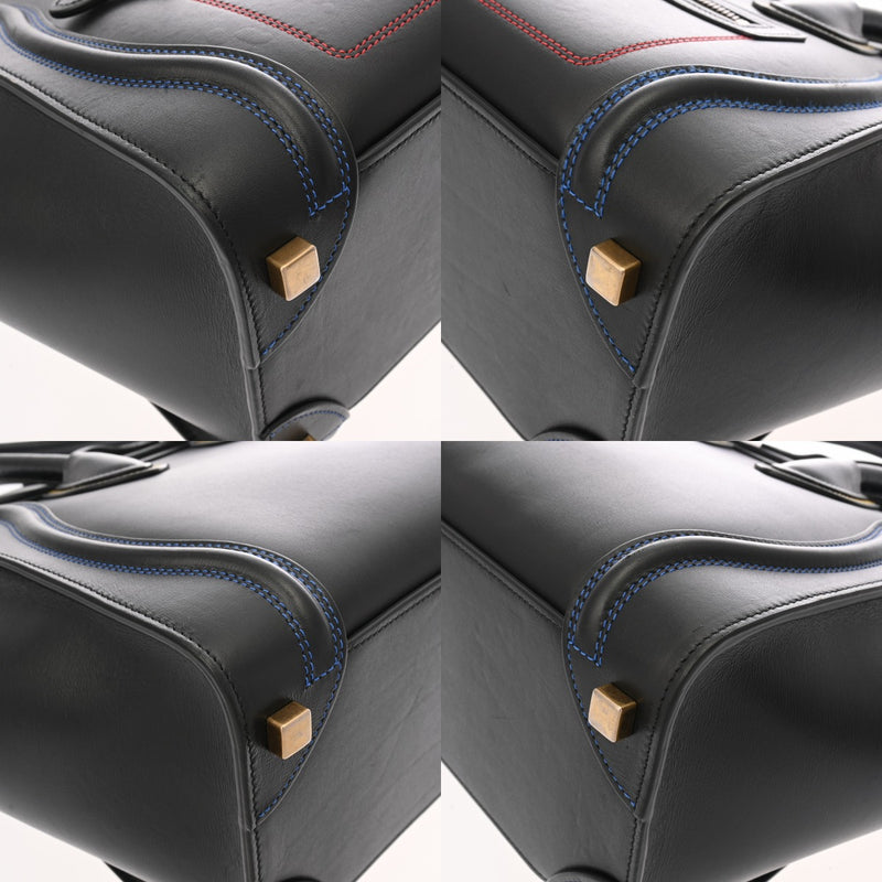 CELINE セリーヌ ラゲージ マイクロショッパー カラーステッチ ブラック 189793 レディース スムースカーフ ハンドバッグ ABランク 中古 銀蔵