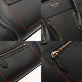 CELINE セリーヌ ラゲージ マイクロショッパー カラーステッチ ブラック 189793 レディース スムースカーフ ハンドバッグ ABランク 中古 銀蔵