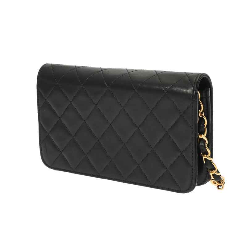 CHANEL シャネル マトラッセ プッシュロック チェーンショルダー 19cm ブラック レディース ラムスキン ショルダーバッグ ABランク 中古 銀蔵