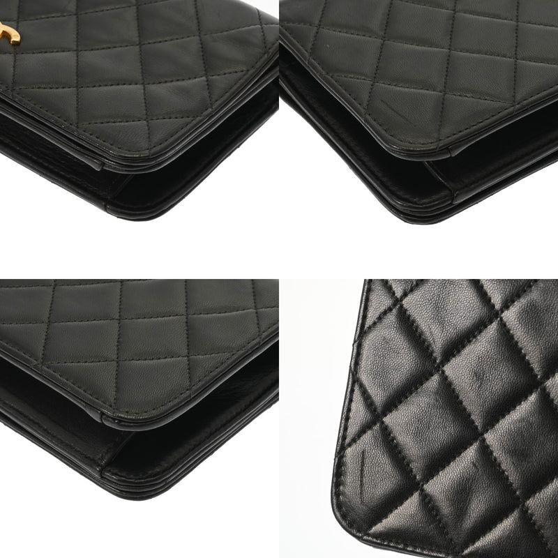 CHANEL シャネル マトラッセ プッシュロック チェーンショルダー 19cm ブラック レディース ラムスキン ショルダーバッグ ABランク 中古 銀蔵