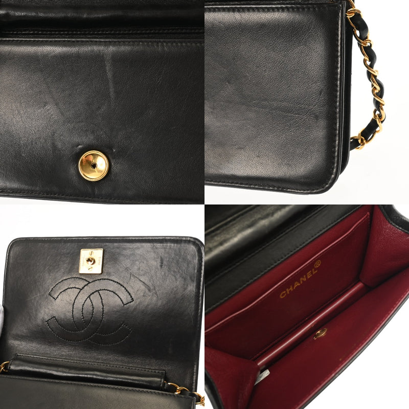 CHANEL シャネル マトラッセ プッシュロック チェーンショルダー 19cm ブラック レディース ラムスキン ショルダーバッグ ABランク 中古 銀蔵