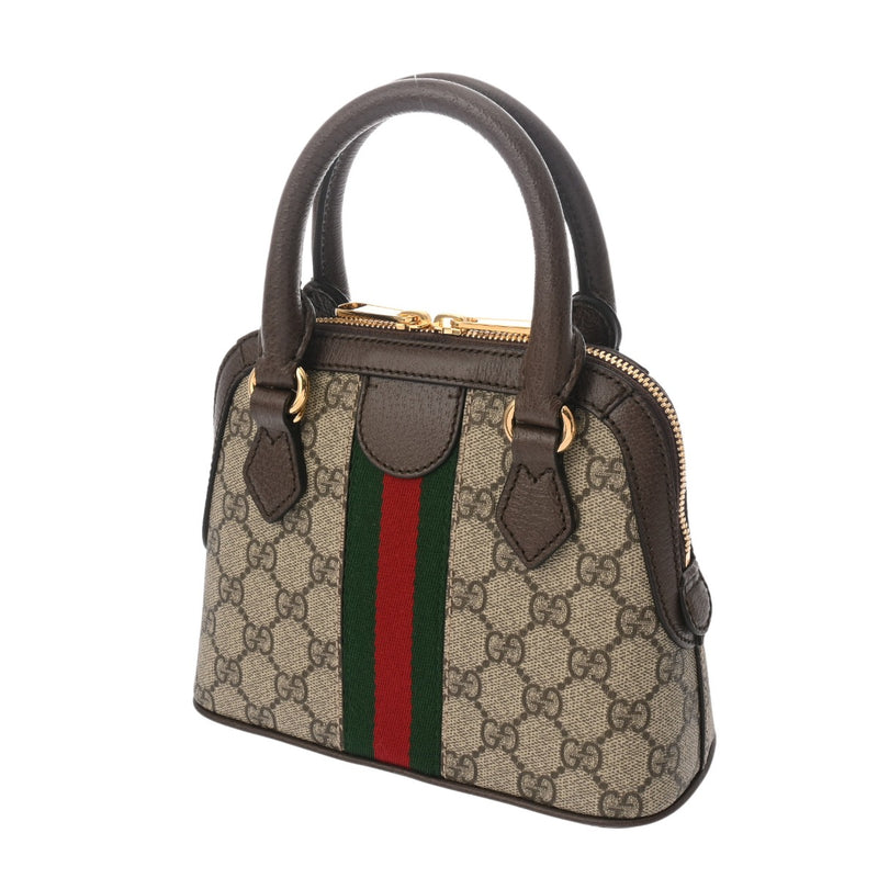 GUCCI GGスプリームキャンバス/レザー ハンドバッグ グッチ ミニトップハンドル バッグ ベージュ レディース GGスプリーム