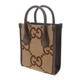 GUCCI グッチ ミニ トートバッグ ジャンボGG 2WAY ベージュ ブラウン 699406 レディース GGキャンバス レザー ハンドバッグ Aランク 中古 銀蔵