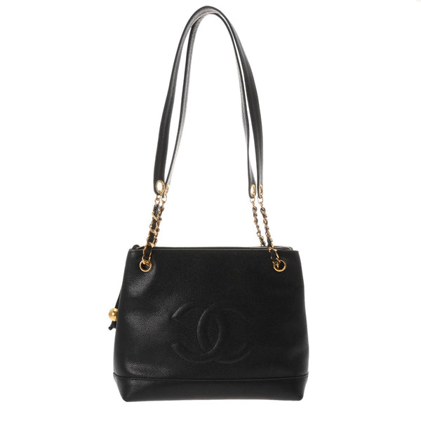 CHANEL シャネル ブラック レディース キャビアスキン ショルダーバッグ ABランク 中古 銀蔵