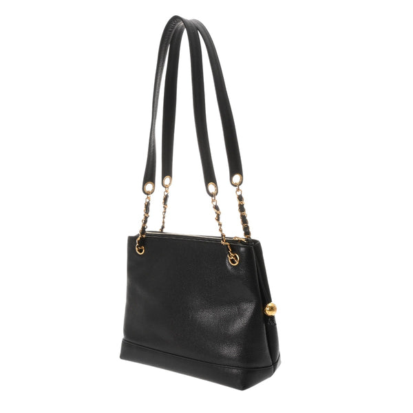 CHANEL シャネル ブラック レディース キャビアスキン ショルダーバッグ ABランク 中古 銀蔵