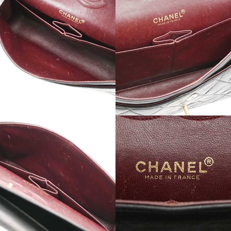 CHANEL シャネル マトラッセ チェーンショルダー Wフラップ 25cm ブラック A01112 レディース ラムスキン ショルダーバッグ Bランク 中古 銀蔵