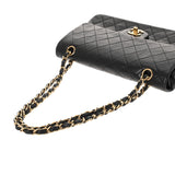 CHANEL シャネル マトラッセ チェーンショルダー Wフラップ 25cm ブラック A01112 レディース ラムスキン ショルダーバッグ Bランク 中古 銀蔵