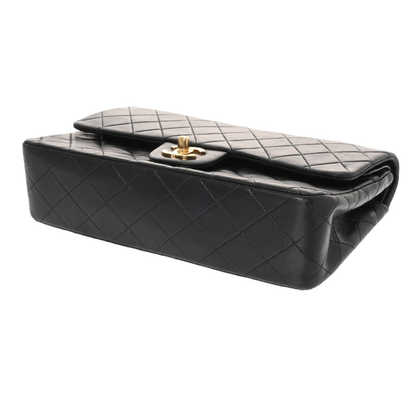 CHANEL シャネル マトラッセ チェーンショルダー Wフラップ 25cm ブラック A01112 レディース ラムスキン ショルダーバッグ Bランク 中古 銀蔵