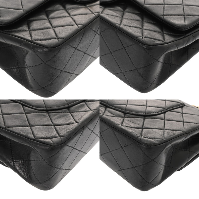 CHANEL シャネル マトラッセ チェーンショルダー Wフラップ 25cm ブラック A01112 レディース ラムスキン ショルダーバッグ Bランク 中古 銀蔵