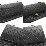 CHANEL シャネル マトラッセ チェーンショルダー Wフラップ 25cm ブラック A01112 レディース ラムスキン ショルダーバッグ Bランク 中古 銀蔵