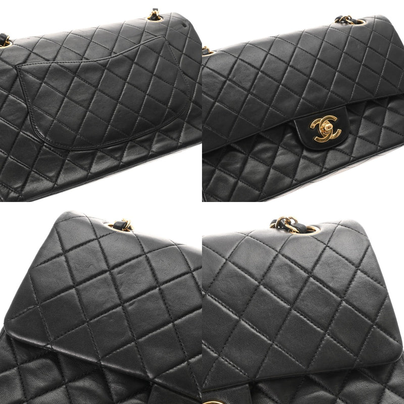 CHANEL シャネル マトラッセ チェーンショルダー Wフラップ 25cm ブラック A01112 レディース ラムスキン ショルダーバッグ Bランク 中古 銀蔵