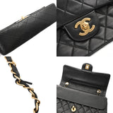 CHANEL シャネル マトラッセ チェーンショルダー Wフラップ 25cm ブラック A01112 レディース ラムスキン ショルダーバッグ Bランク 中古 銀蔵