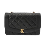 CHANEL シャネル マトラッセ ダイアナ 25cm チェーンショルダー ブラック A01165 レディース ラムスキン ショルダーバッグ ABランク 中古 銀蔵