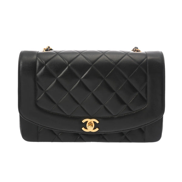 CHANEL シャネル マトラッセ ダイアナ 25cm チェーンショルダー ブラック A01165 レディース ラムスキン ショルダーバッグ ABランク 中古 銀蔵