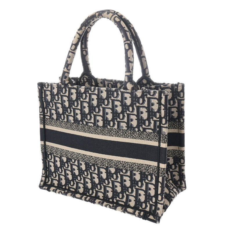 CHRISTIAN DIOR クリスチャンディオール ブックトート スモール  ネイビー/ベージュ レディース キャンバス トートバッグ ABランク 中古 銀蔵