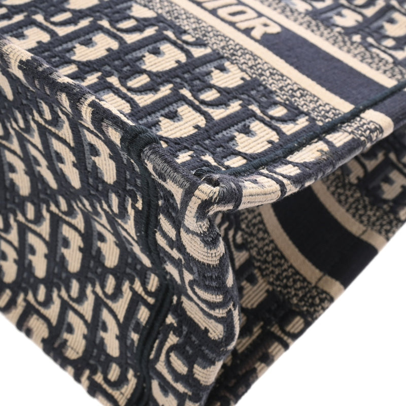 CHRISTIAN DIOR クリスチャンディオール ブックトート スモール  ネイビー/ベージュ レディース キャンバス トートバッグ ABランク 中古 銀蔵