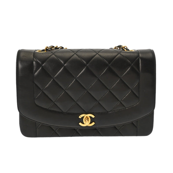 CHANEL シャネル マトラッセ ダイアナ 25cm チェーンショルダー ブラック A01165 レディース ラムスキン ショルダーバッグ ABランク 中古 銀蔵