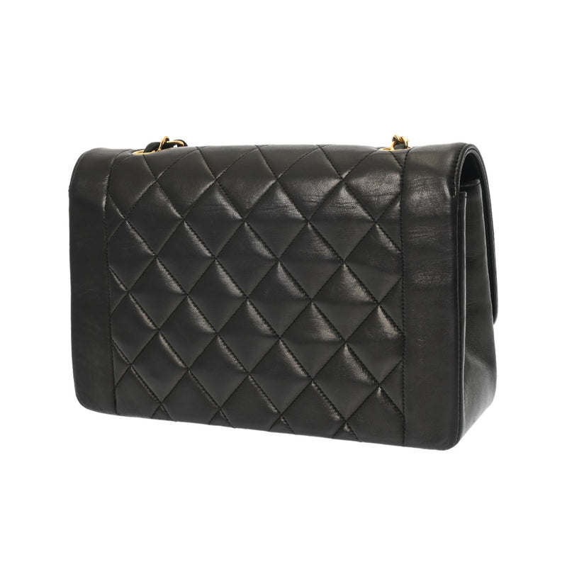 CHANEL シャネル マトラッセ ダイアナ 25cm チェーンショルダー ブラック A01165 レディース ラムスキン ショルダーバッグ ABランク 中古 銀蔵