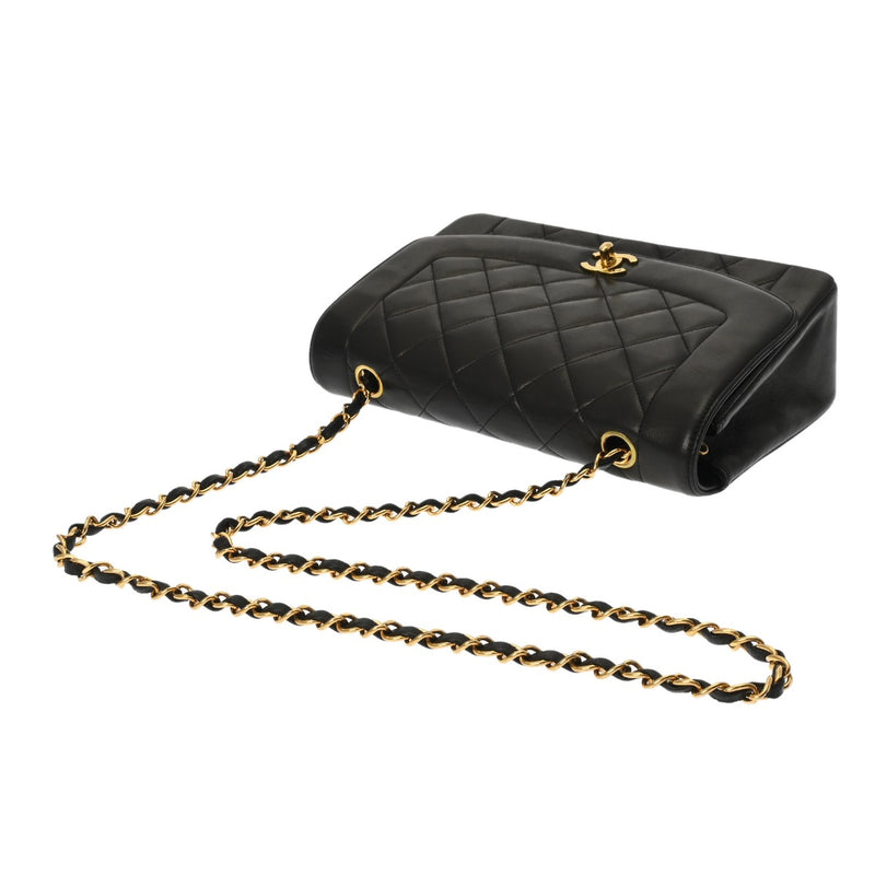 CHANEL シャネル マトラッセ ダイアナ 25cm チェーンショルダー ブラック A01165 レディース ラムスキン ショルダーバッグ ABランク 中古 銀蔵