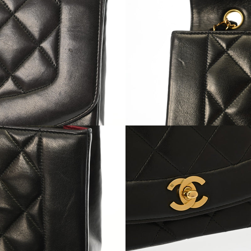 CHANEL シャネル マトラッセ ダイアナ 25cm チェーンショルダー ブラック A01165 レディース ラムスキン ショルダーバッグ ABランク 中古 銀蔵