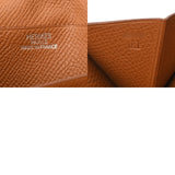 HERMES エルメス ベアン デュプリ 三つ折り財布 ゴールド シルバー金具 □K刻印(2007年頃) レディース ヴォーエプソン 長財布 Aランク 中古 銀蔵