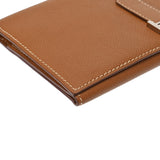 HERMES エルメス ベアン デュプリ 三つ折り財布 ゴールド シルバー金具 □K刻印(2007年頃) レディース ヴォーエプソン 長財布 Aランク 中古 銀蔵