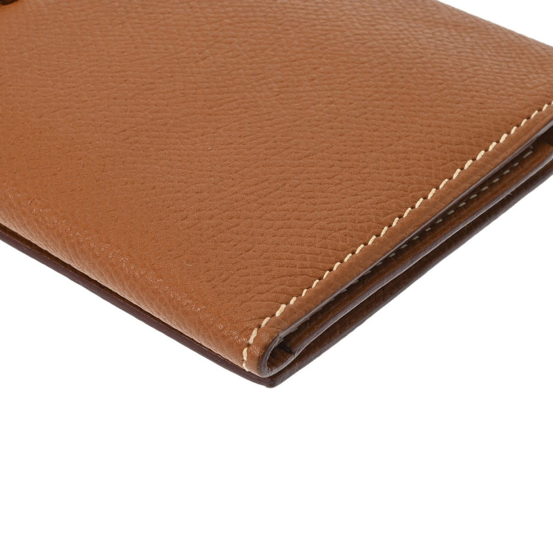 HERMES エルメス ベアン デュプリ 三つ折り財布 ゴールド シルバー金具 □K刻印(2007年頃) レディース ヴォーエプソン 長財布 Aランク 中古 銀蔵