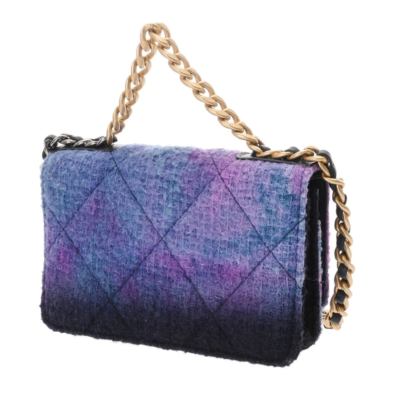 CHANEL シャネル シャネル19 チェーンショルダーバッグ パープル/ブルー レディース キルティング/カーフ ショルダーバッグ ABランク 中古 銀蔵