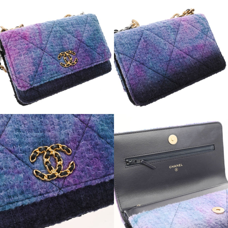 CHANEL シャネル シャネル19 チェーンショルダーバッグ パープル/ブルー レディース キルティング/カーフ ショルダーバッグ ABランク 中古 銀蔵