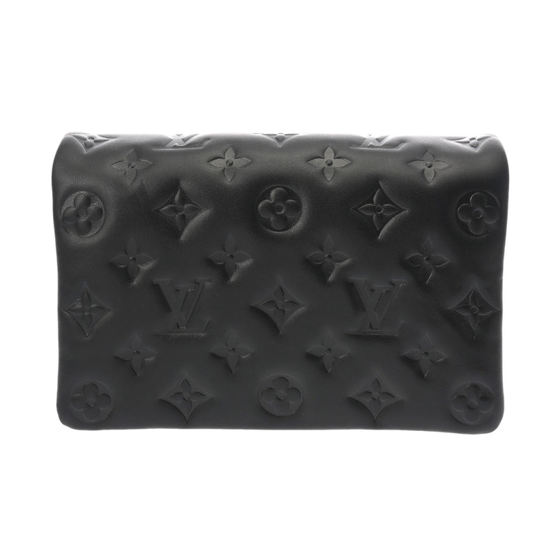 LOUIS VUITTON ルイヴィトン モノグラム エンボス ポシェットクッサン ノワール M80742 レディース ラムレザー ショルダーバッグ Aランク 中古 銀蔵