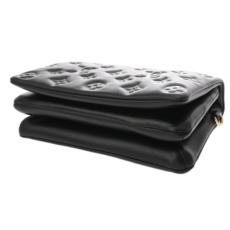 LOUIS VUITTON ルイヴィトン モノグラム エンボス ポシェットクッサン ノワール M80742 レディース ラムレザー ショルダーバッグ Aランク 中古 銀蔵