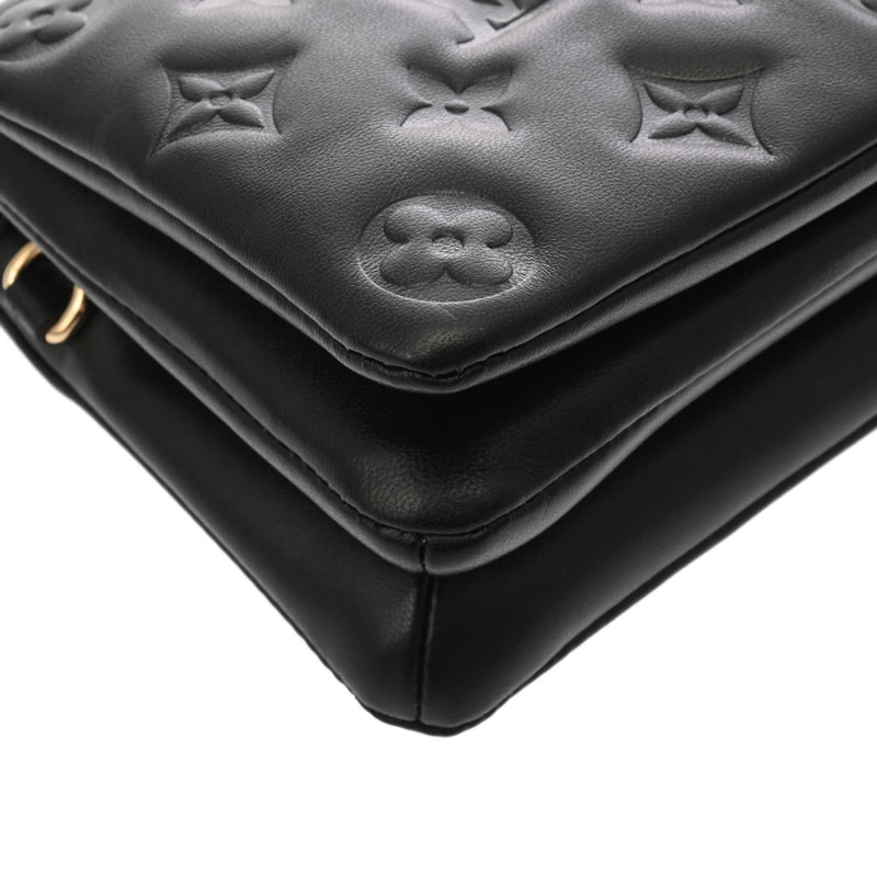 LOUIS VUITTON ルイヴィトン モノグラム エンボス ポシェットクッサン ノワール M80742 レディース ラムレザー ショルダーバッグ Aランク 中古 銀蔵