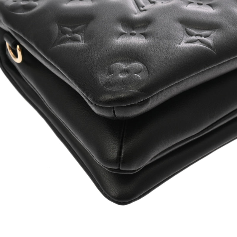 LOUIS VUITTON ルイヴィトン モノグラム エンボス ポシェットクッサン ノワール M80742 レディース ラムレザー ショルダーバッグ Aランク 中古 銀蔵