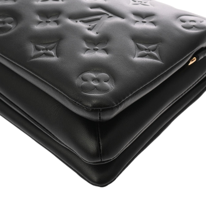 LOUIS VUITTON ルイヴィトン モノグラム エンボス ポシェットクッサン ノワール M80742 レディース ラムレザー ショルダーバッグ Aランク 中古 銀蔵