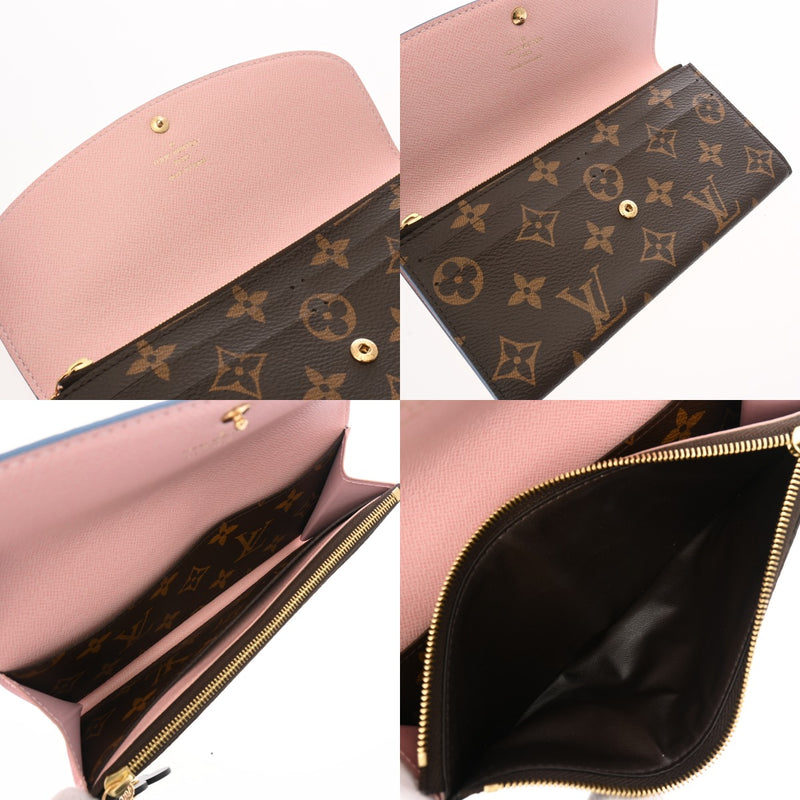 LOUIS VUITTON ルイヴィトン モノグラム ポルトフォイユ エミリー ブルージーン ブラウン M63895 レディース モノグラムキャンバス 長財布 Aランク 中古 銀蔵