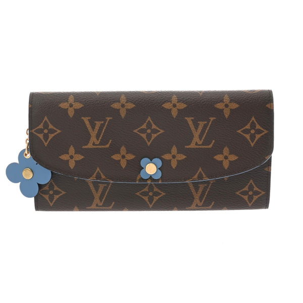 LOUIS VUITTON ルイヴィトン モノグラム ポルトフォイユ エミリー ブルージーン ブラウン M63895 レディース モノグラムキャンバス 長財布 Aランク 中古 銀蔵