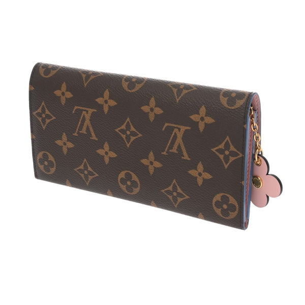 LOUIS VUITTON ルイヴィトン モノグラム ポルトフォイユ エミリー ブルージーン ブラウン M63895 レディース モノグラムキャンバス 長財布 Aランク 中古 銀蔵