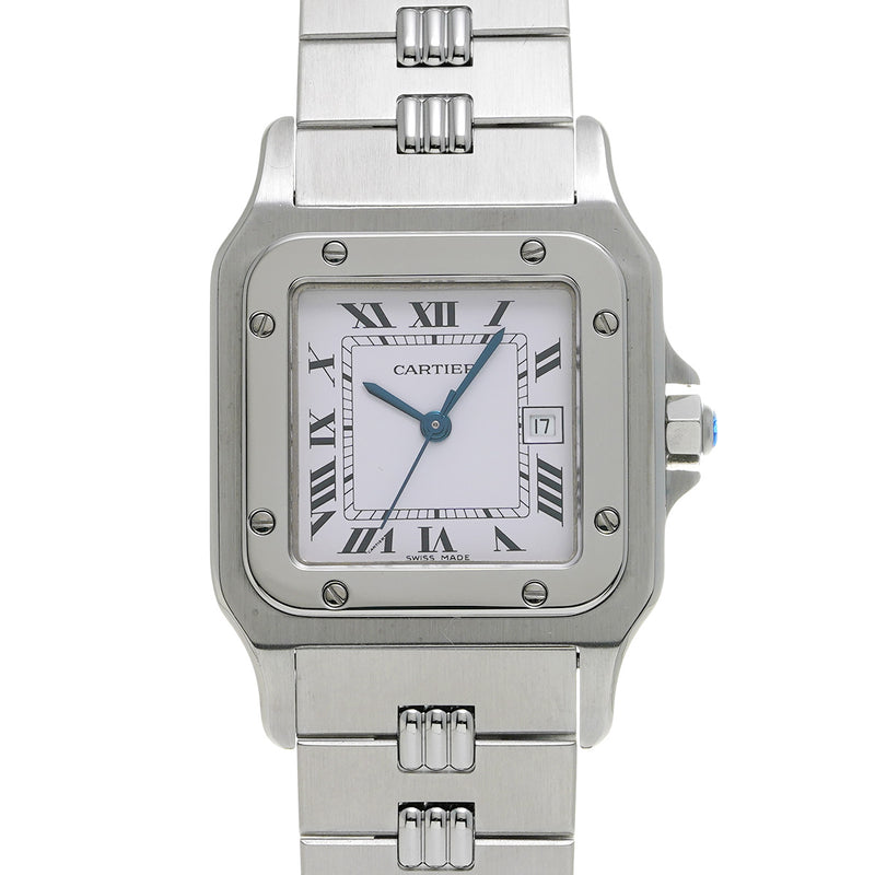 カルティエ サントス カレ LM アンティーク 81036131 ホワイト メンズ 腕時計 自動巻き 中古 銀蔵