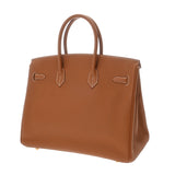 HERMES エルメス バーキン 35 ゴールド □F刻印(2002年頃) ユニセックス トゴ ハンドバッグ Aランク 中古 銀蔵